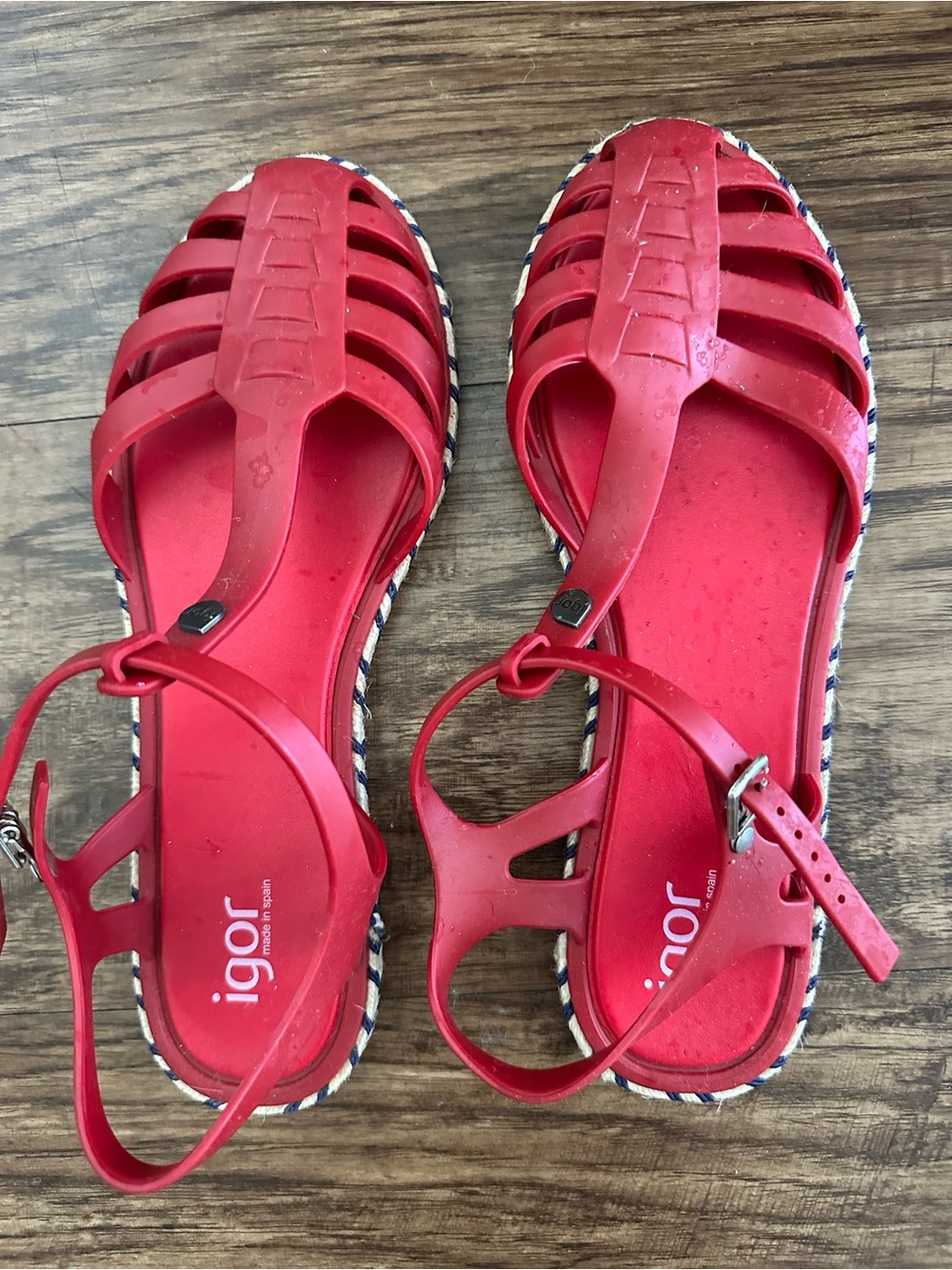 Igor Red Strappy Jelly Sandals with Ankle Strap